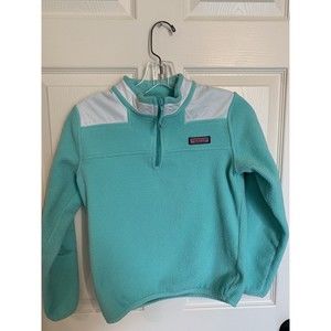 Vineyard Vines Shep Shirt Girls aqua 1/4 Zip Sweatshirt sz large fleece